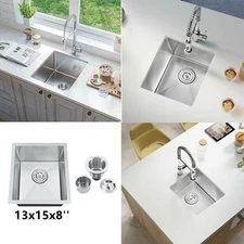 13x15x8 in Nano Undermount Kitchen Sink Single Bowl Bar Stainless Steel Sink