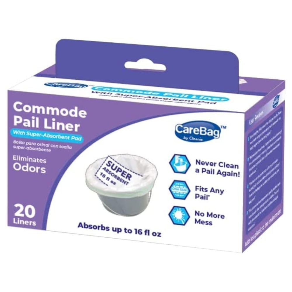 Carebag Commode Liners with Super Absorbent Pad 20 Count Medical Grade