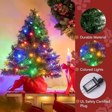 JOYFY 24"/2FT Tabletop Christmas Tree with Multi-Color LED Decorations for Xmas