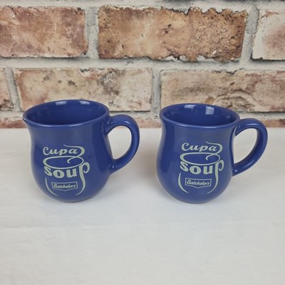 Vintage Batchelors Tasse A Suppentasse Set 2 Blau Retro Keramiktassen