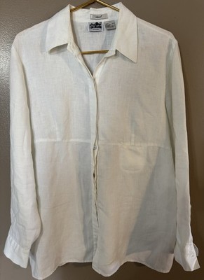 Irish Linen   Edward  Ivory Button Up Blouse Size Large