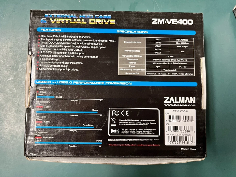 Zalman ZM-VE400 External HDD Enclosure w/ Virtual Drive, Pouch, Cable 2.5" - Image 2 of 4