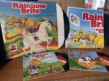 1985 RAINBOW BRITE Records - 2 Read Along Books, 33-1/3 Record, 22"x22" Poster