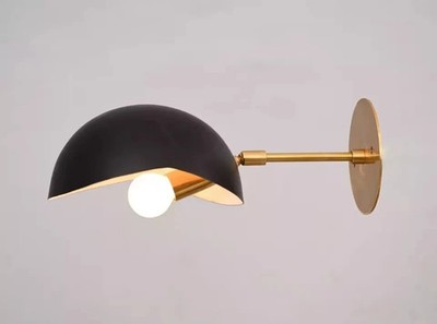 Raw Brass Black Orb Wall Sconce 1 Light Stilnovo Style Industrial Wall Fixture