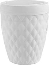 Addis Diamond Style Round Swing Lid Bathroom Bin - White, 10L Capacity