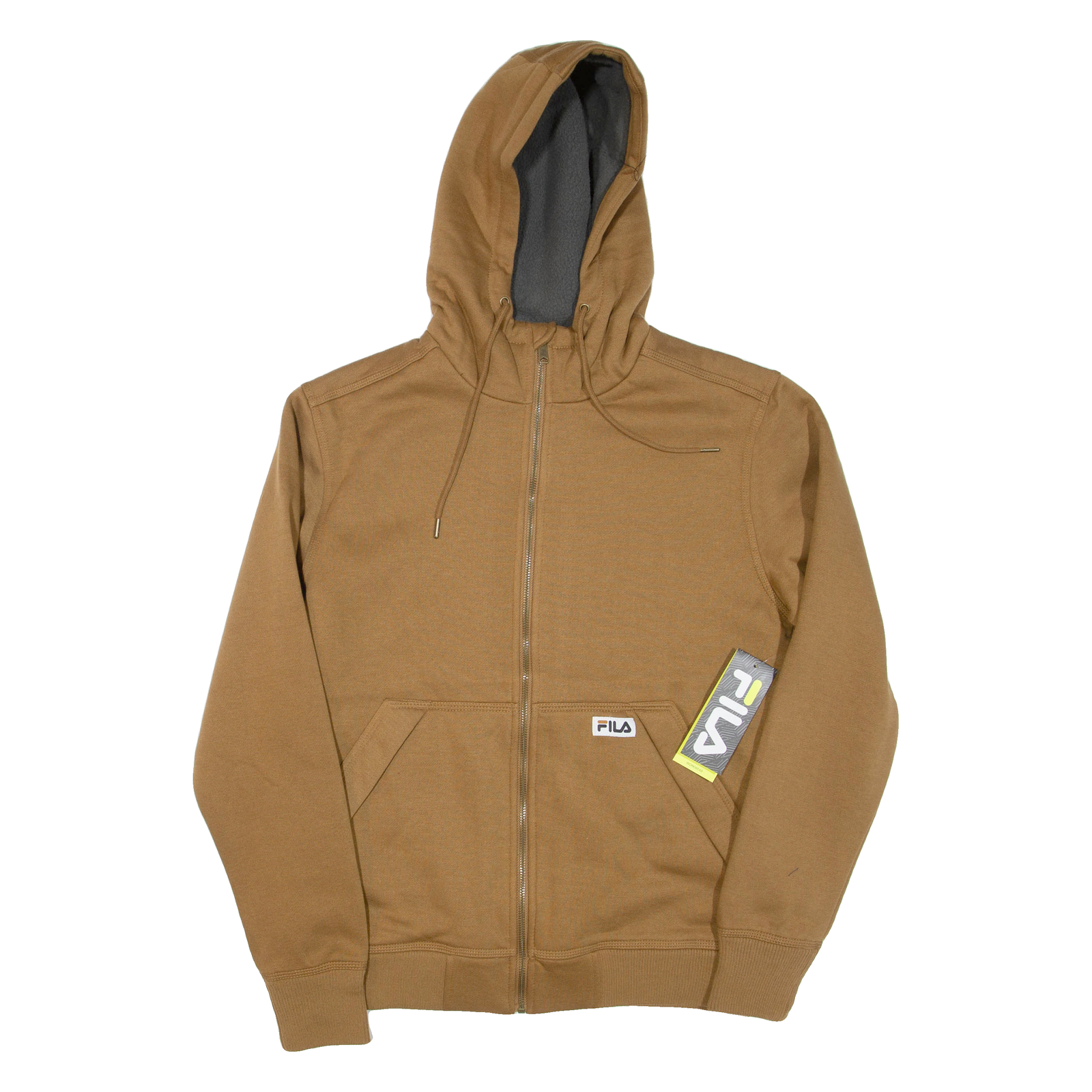 FILA Felpa con Cappuccio Uomo Foderata Sherpa Marrone Full Zip S