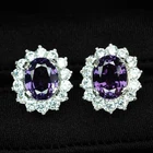 925 Sterling Silver White Gold Earrings Luscious Color Changing Spinel 6.10Ct