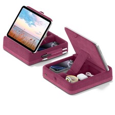 KDD Tablet Pillow Stand with Storage, Foldable iPad Holder for Dark Purple