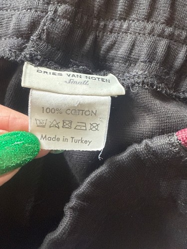 Dries Van Noten Black Pants Multicolor Side Stripe Small 100% Cotton Made In Tur - Picture 4 of 4