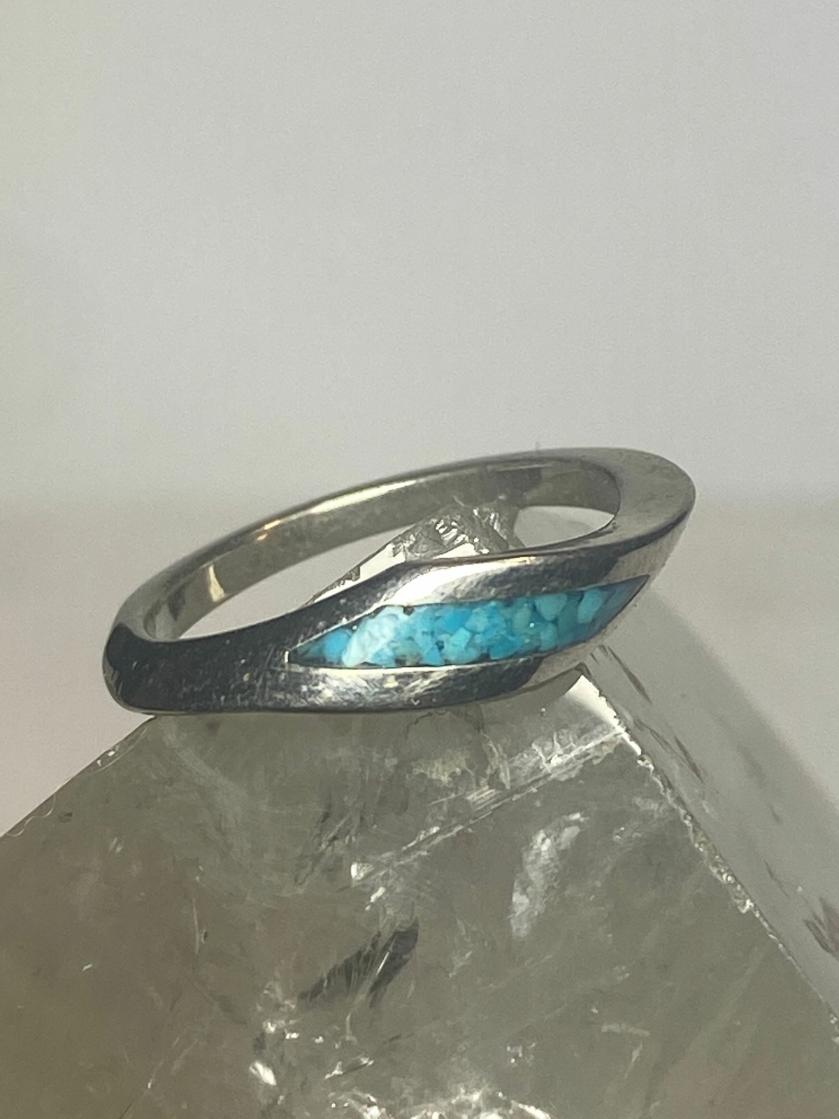 Turquoise chips ring slender stacker southwest wo… - image 7