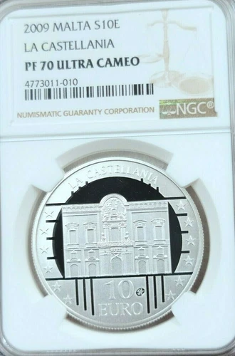 2010 MALTA SILVER 10 EURO LA CASTELLANIA NGC PF 70 ULTRA CAMEO PERFECTION POP 1
