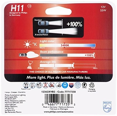 その他 PHILIPS LED 4x Philips 9005+H11 X-TremeVision 100% More Super Bright Light