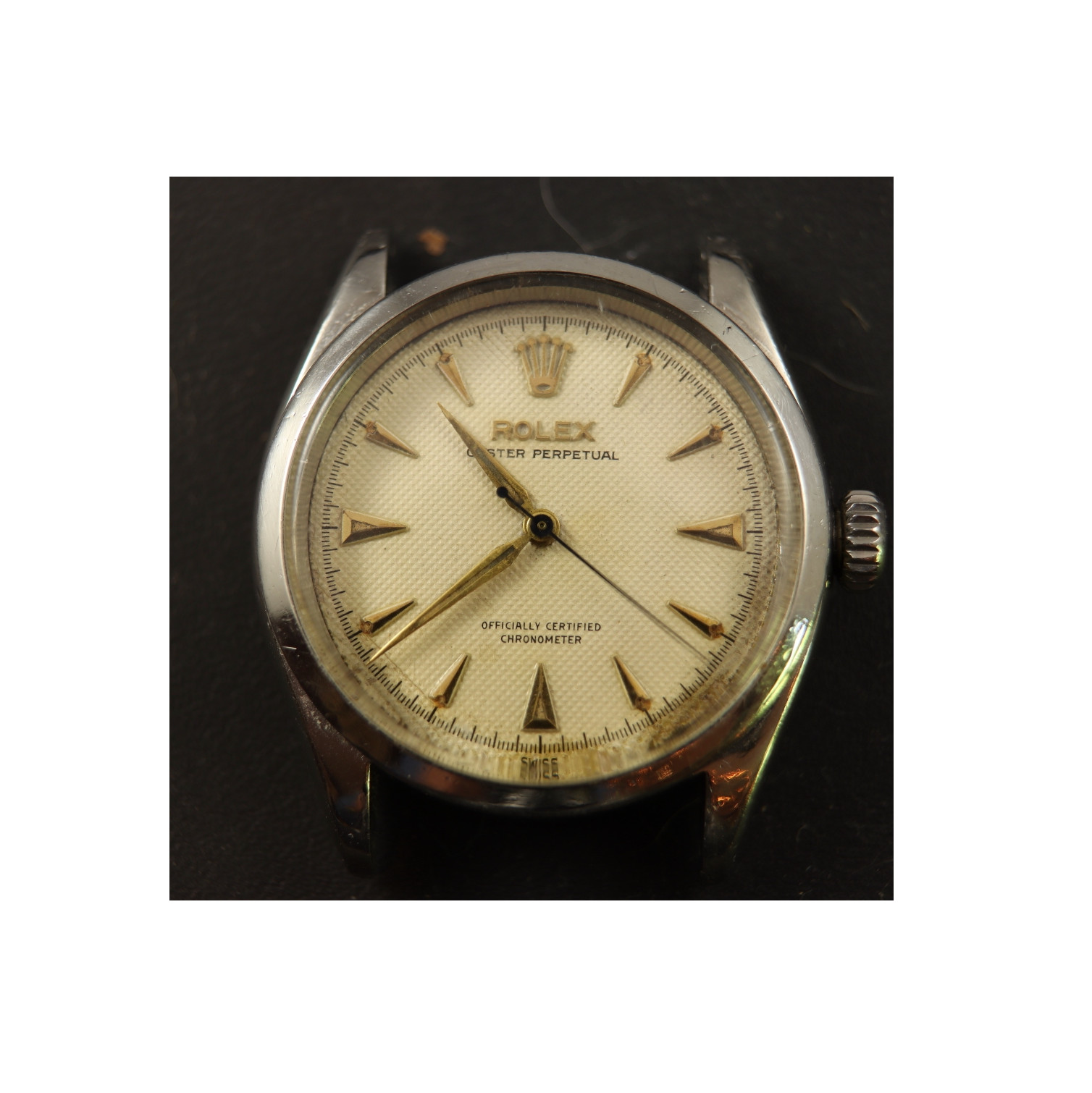 Rare 50's Rolex Oyster Perpetual Ref 6284 Bubble Back W/ Waffle Dial (RX-146)