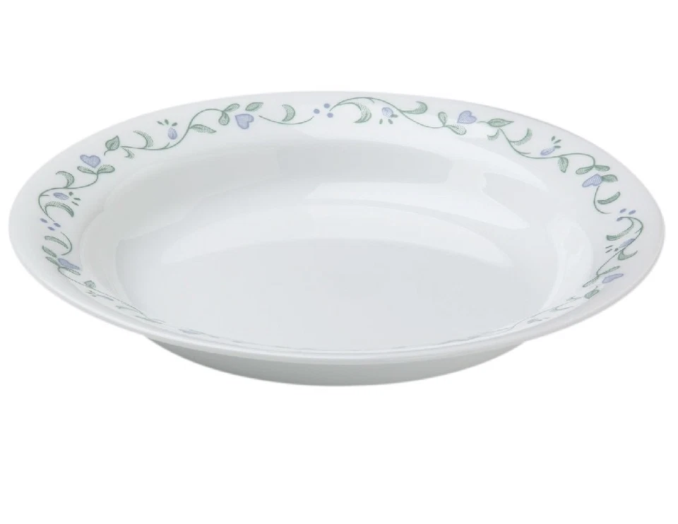1 NEW Corelle COUNTRY COTTAGE 15-oz Flat Rim SOUP BOWL 8 1/2 Green Blue Hearts