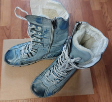 Damen Boots KACPER hochwertige Leder Stiefel Usedlook 38 blau Warmfutter wie neu