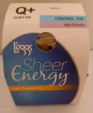 L'eggs Sheer Energy Control Top Anti-Cellulite Leg Pantyhose, Q+ Suntan #91733
