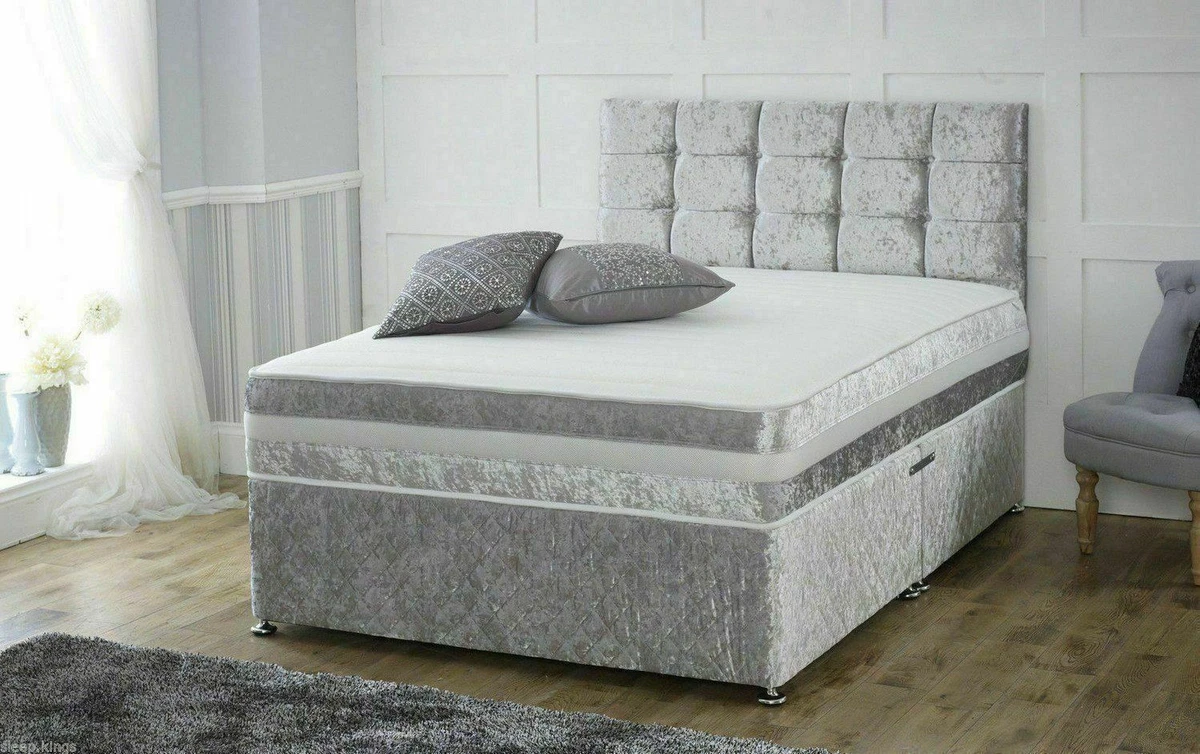White crushed clearance velvet headboard