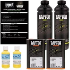 UPOL Raptor Safety Yellow Urethane Spray-On Truck Bed Liner Coating w/Gun 2L