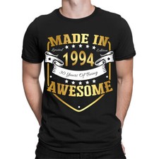 30th Birthday Made In 1994 30 Years Of Being Awesome Vintage Mens T-Shirts