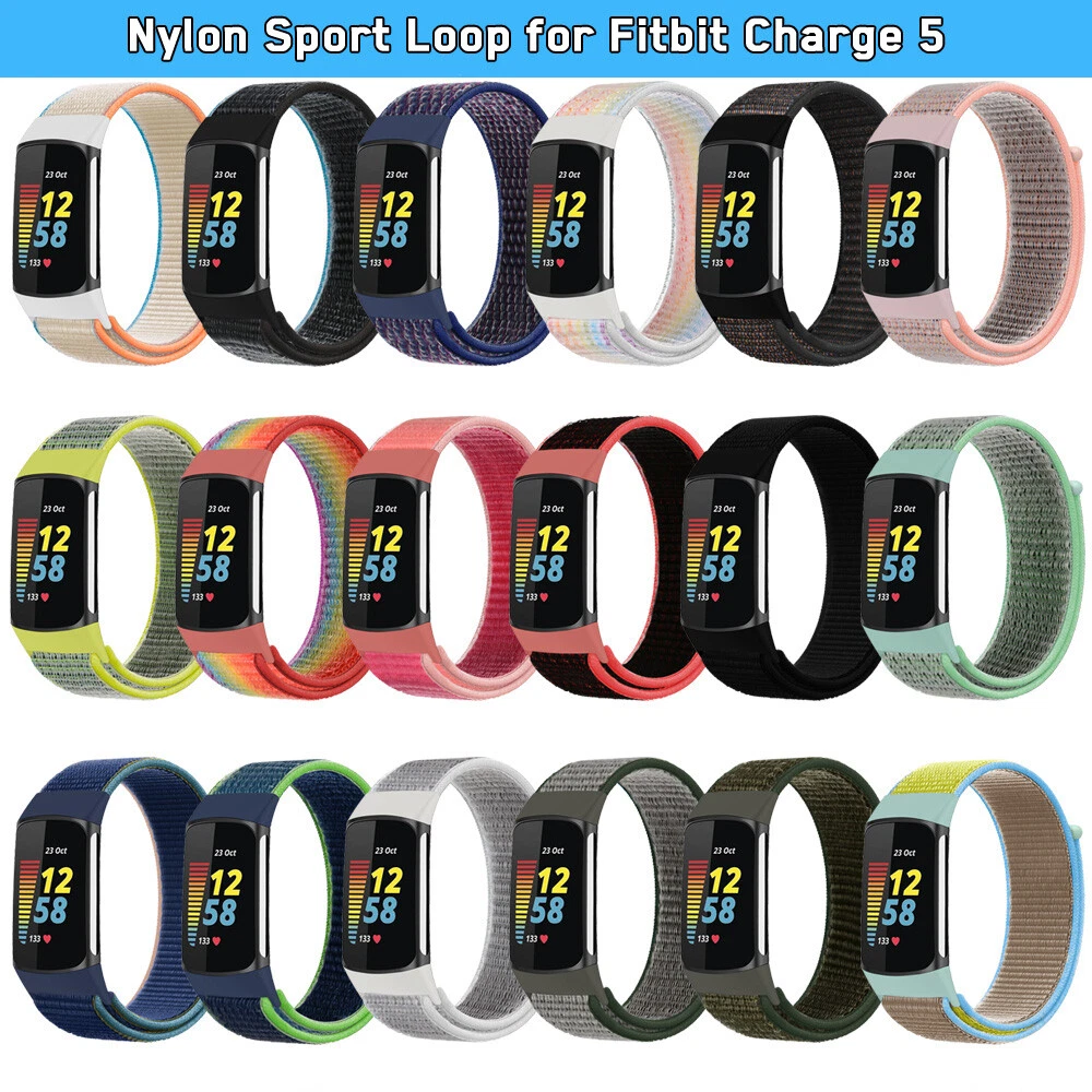 Nylon Strap for Fitbit Charge 5 Smart Watch Sports Nylon Weave Loop  Bracelet Wristband Correa Pulsera for fitbit Charge 5 Band - Rainbow