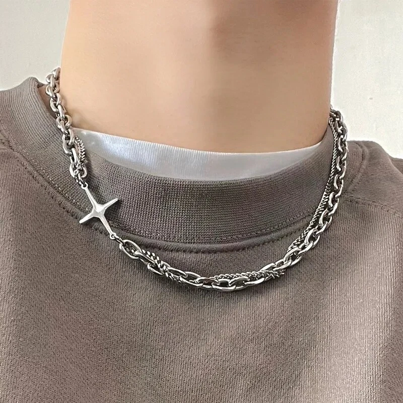 OIDEA Collana Collare In Pelle Uomo/Donna - Stile Gotico Punk Con Anelli In Lega - Nero E Argento - Regalo Perfetto Con Confezione - 3