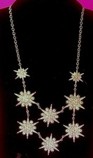 Christmas Holiday Winter Snowflakes Necklace Sparkling Crystal Rhinestone