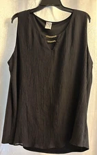 Tank Top Black Chic Lined  Rayon V Neck with Chain Details NaÏf Womens 3XL New