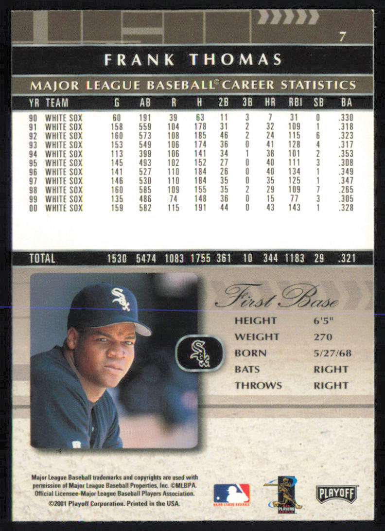 Frank Thomas 2001 Playoff Absolute Memorabilia #7 Chicago White