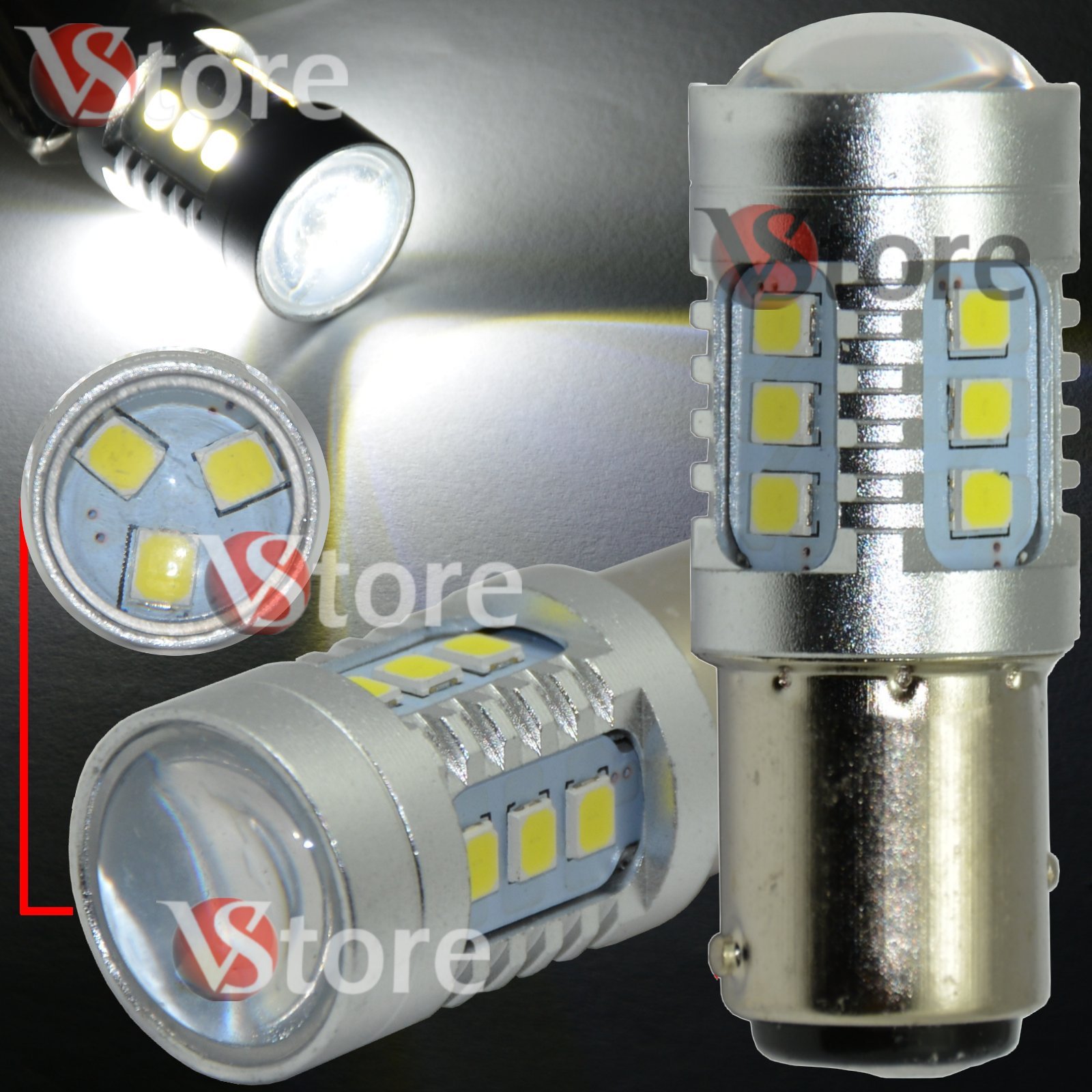 2x LED Lamp Stop Brake Lights BAY15D 1157 P21/5W HID 15SMD 2835 CANBUS White