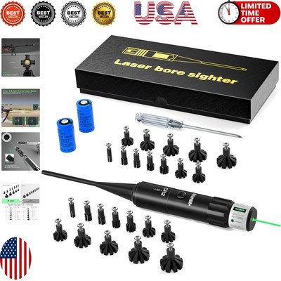 Compact Green Laser Bore Sighter with Extended Battery Life & Adjustable Focus