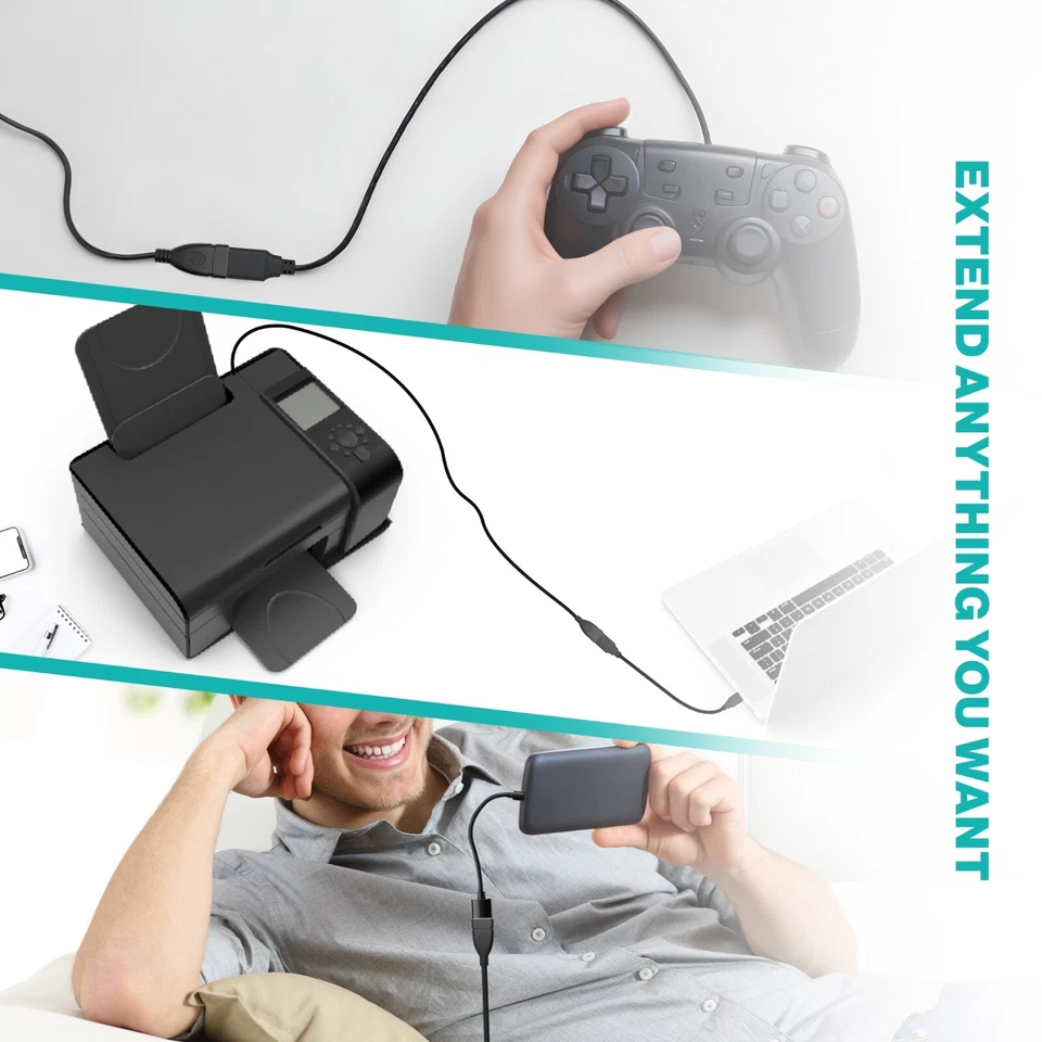 USB Extension Cable USB A to USB A Male to Female Extender Long Cord 3-10FT Lot - Image 4 of 4