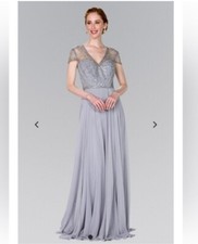 Elizabeth K GL2405 Adorable Illusion Sweetheart Flared Long Beaded Dress Gown XL