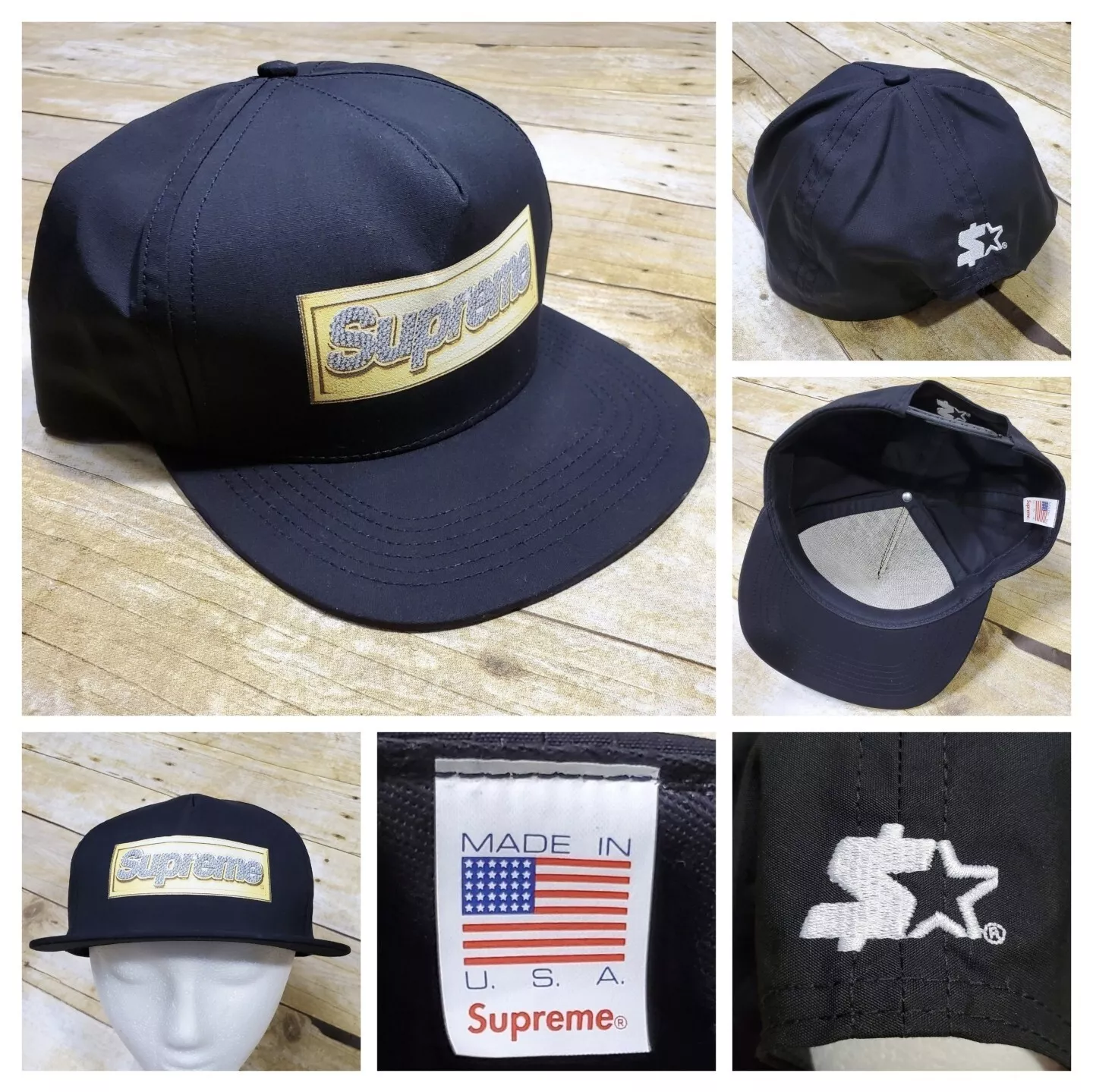 Neuf Supreme x Starter Bling Box logo 5 panneaux casquette rare blanc SS13 Release Snapback