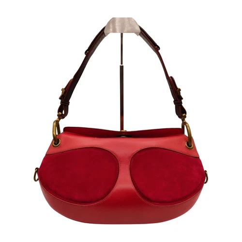 Bolso de hombro Loewe Anagram Turn Lock cuero rojo bolsa antipolvo usado - Imagen 8 de 8