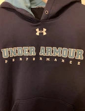 Under Armour Performance Mens Sz S Fleece Hoodie Blue Long Sleeve Pullover