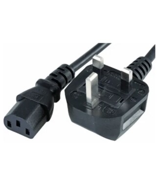 2 m UK Netzkabel, IEC C13, 3-poliger UK-Stecker, Wasserkocherkabel, 2 Meter schwarz