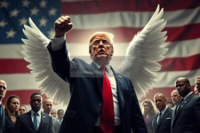 PRESIDENT DONALD TRUMP VICTORIOUS PATRIOTIC ANGEL WINGS 4X6 AI PHOTO