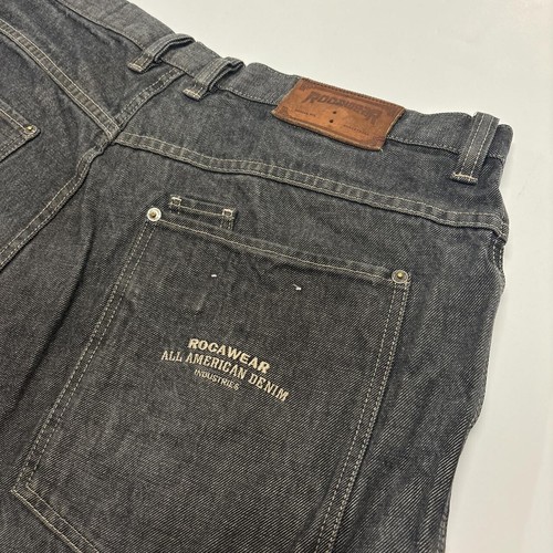 Rocawear Denim Jean Shorts Mens Size 42 Y2K Hip Hop Baggy Dark Wash - Picture 6 of 7