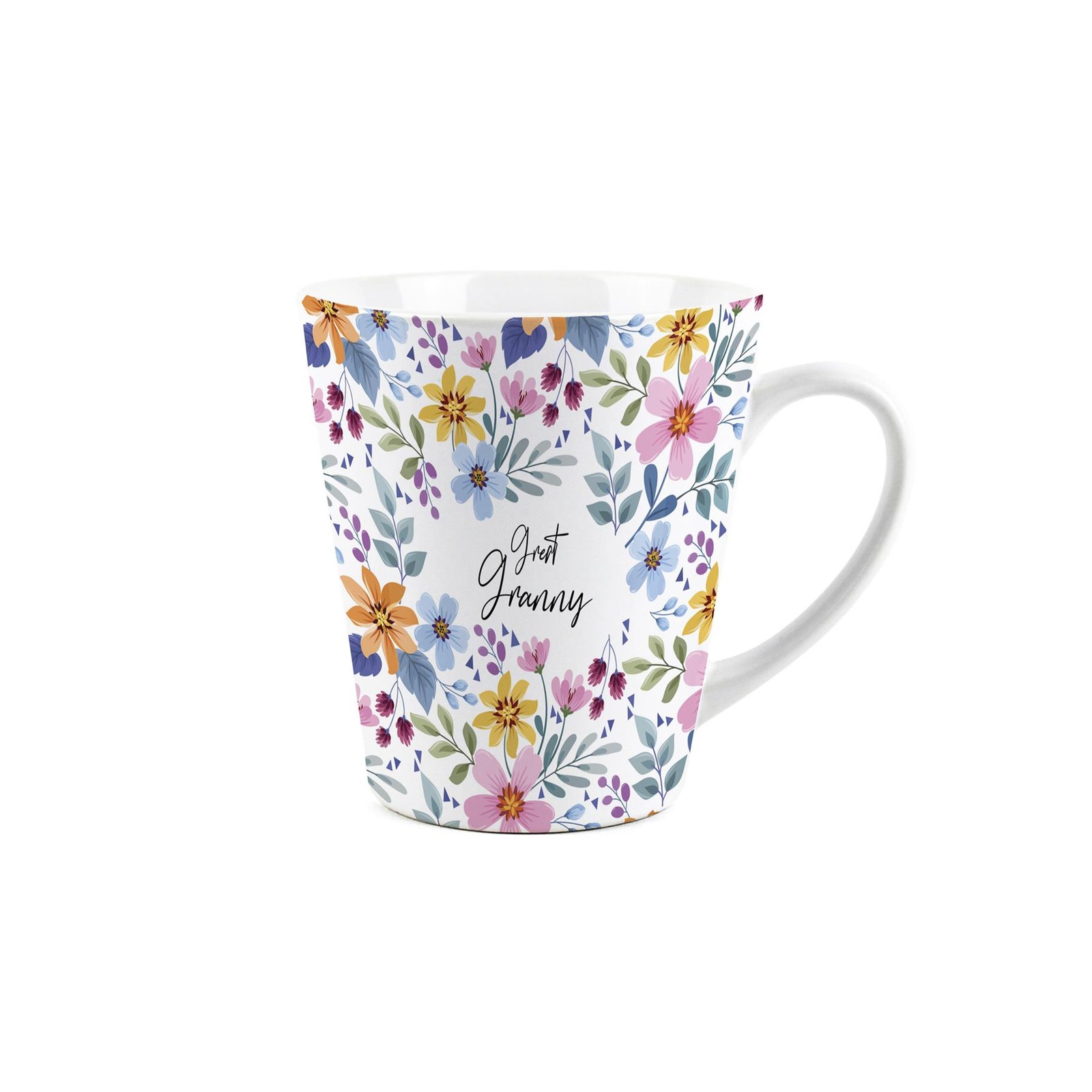 Bright Meadow Great Granny Latte Mug - Colourful Flower Coffee Cup Gift