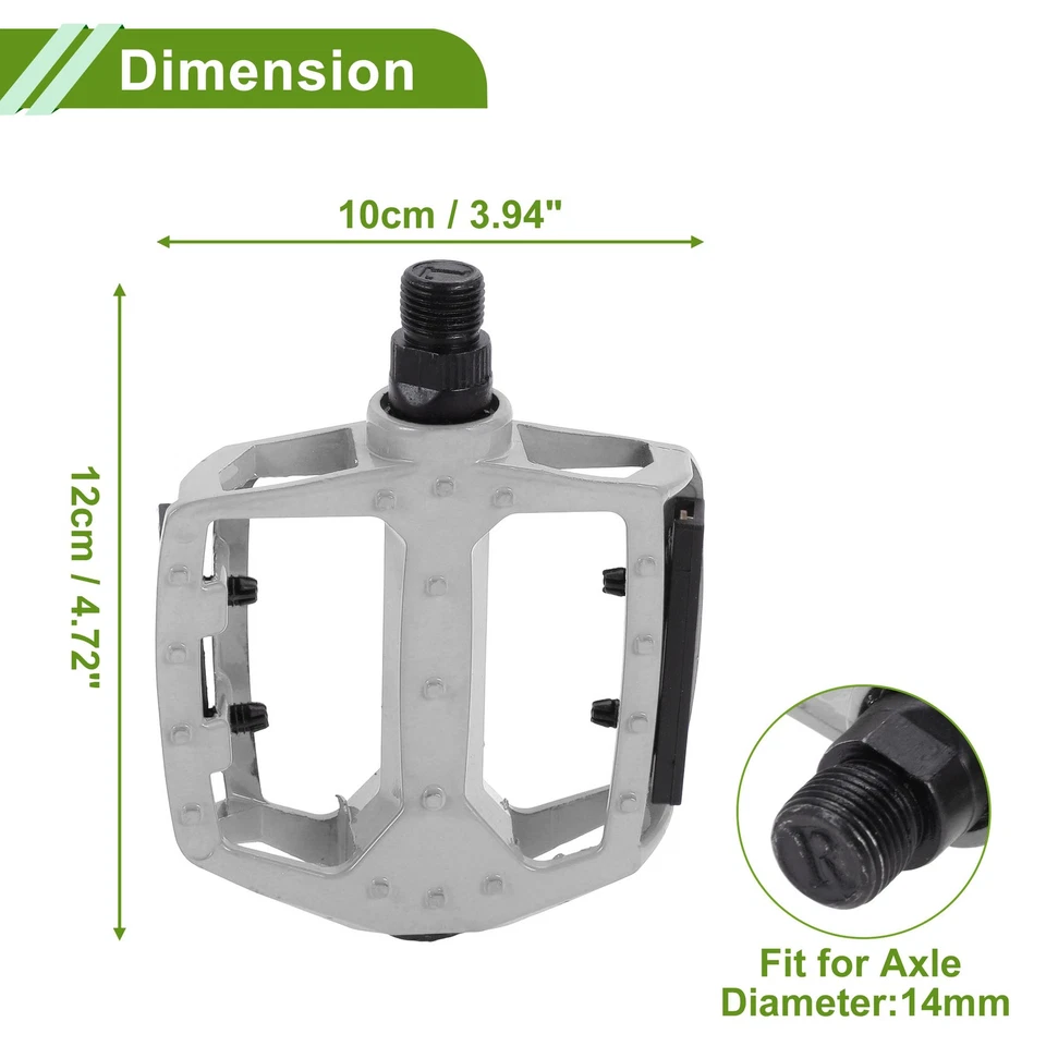 Pedal aluminio con tiras reflectantes plata 14mm 1 par para bicicleta - Imagen 4 de 4