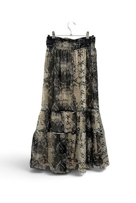 Walter Baker  Maxi Skirt 2 Snake Skin Tiered Swing Lined Whimsical Cottagecore