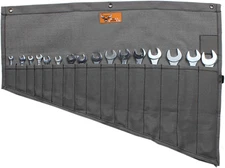 BULL TOOLS Roll up Tool Bag Organizer 16 Pockets Metric & SAE Wrench Organizer H