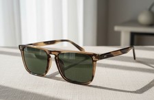 Stylish Unisex Square Tortoiseshell Frame Dark Green Lens Sunglasses NEW