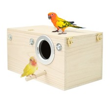 Wooden Bird Cage Parrot Nesting Box Breeding Hatching Nest for Parakeet Budgies