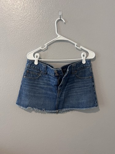 American Eagle Outfitters Low-Rise Mini Denim Skirt Blue Raw Hem Size 8