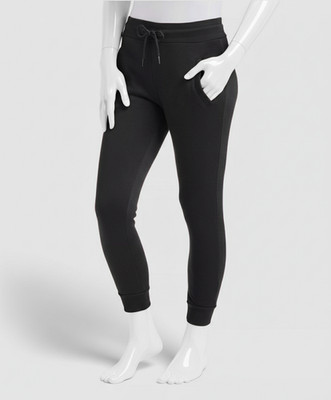 Galaxy By Harvic Womens Black Fleece Drawstring Waist Jogger Pants Size S