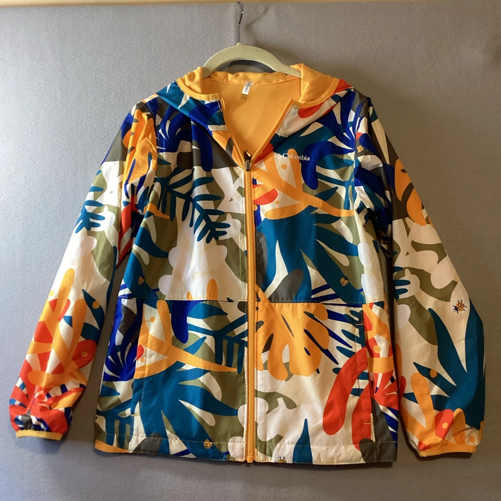 Columbia Rain Jacket Lady Bugs Outerwear 10/12 Lightweight Floral Reversible