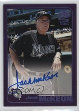 2019 Topps Archives Fan Favorite 2001 Design Purple 70/150 Jack McKeon Auto rs2
