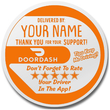 Custom DoorDash Thank You Sticker Round,Name Personalization,Rate  Tip Reminder