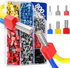 800PCS Double Wire Ferrule Kit - Dual Barrel Ferrules Connectors for AWG 22-7, I